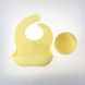 Набор силиконовой посуды для малышей Borjay 3в1 Тарелка с ложкой и слюнявчик Желтый (SY1025B) фото 2 из 5