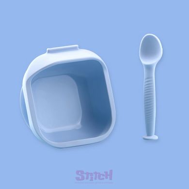 Набор силиконовой посуды для малышей Borjay Тарелка с ложкой Голубой (SY102522B) фото 2