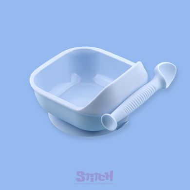 Набір силіконового посуду для малюків Borjay Тарілка з ложкою Блакитний (SY102522B) фотографія 1