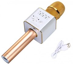 Микрофон для караоке Q9 с колонкой (Золотой) фото 1