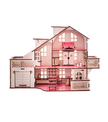 Детский кукольный дом с гаражом В011 и подсветкой фото 1