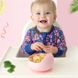 Набор силиконовой посуды для малышей Borjay 3в1 Тарелка с ложкой и слюнявчик  Розовый (SY1025) фото 5 из 6