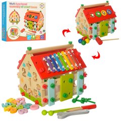Развивающая игрушка домик с сортером и ксилофоном MD 2087 деревянный фото 1