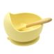 Набір силіконового посуду для малюків Borjay 3в1 Тарілка з ложкою та слюнявчик Жовтый (SY1025B) фото 3 з 5