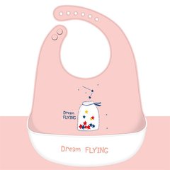 Слюнявчик Силиконовый  "Dream flying" Розовый 32х23см  фото 1