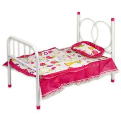 Кроватка для кукол с постельным бельем 881-1 металлическая фото 1