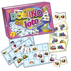 Детская развивающая настольная игра "Домино+Лото. Транспорт" MKC0220 на англ. языке фото 1