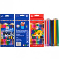 Детские эластичные карандаши для рисования с резинкой CR-777L 12 цветов фото 1