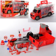 Детский игровой набор пожарника в машинке 289-6 машинка-чемоданчик инерционная фото 1