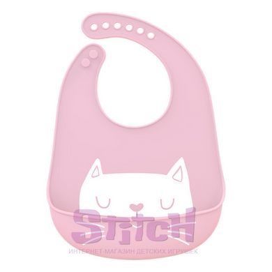 Слюнявчик Силиконовый "Cat" Pink фото 1