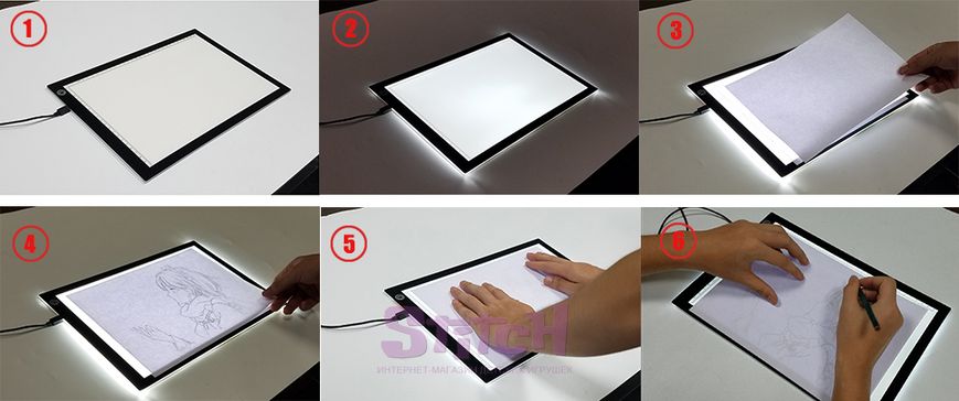 Световой планшет «‎Elice» A4 с LED-подсветкой для рисования и копирования  340 * 249 * 5,5 мм JSK-A4-20 фото 5