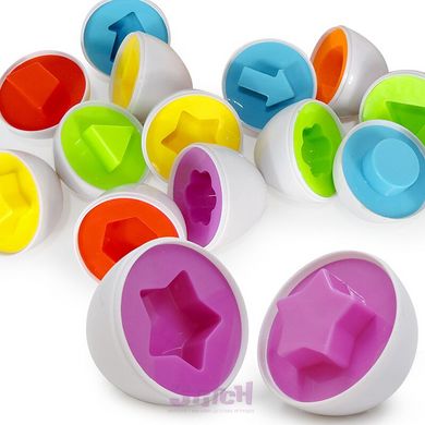 Розвиваюча іграшка монтессорі сортер набір яєць Фігури 12шт Різнокольорові (JoRay-604) фотографія 4