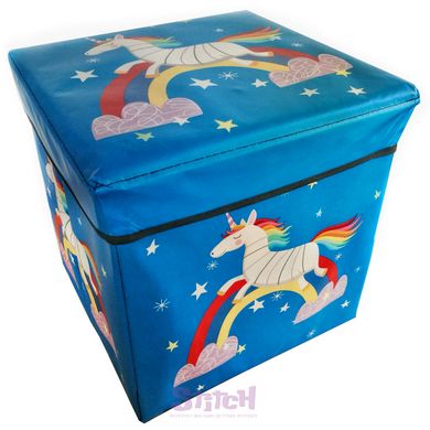 Коробка-пуфик для игрушек Единорог MR 0364-3, ,31-31-31 см (Синий) фото 1