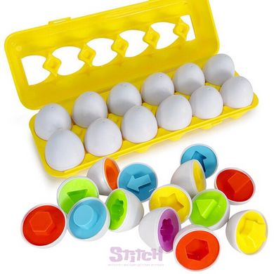 Розвиваюча іграшка монтессорі сортер набір яєць Фігури 12шт Різнокольорові (JoRay-604) фотографія 1