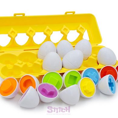 Развивающая игрушка монтессори сортер набор яиц Фигуры 12шт Разные цвета (JoRay-604) фото 7