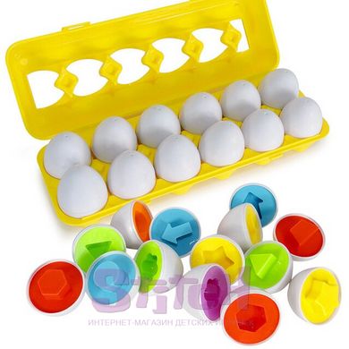Развивающая игрушка монтессори сортер набор яиц Фигуры 12шт Разные цвета (JoRay-604) фото 1