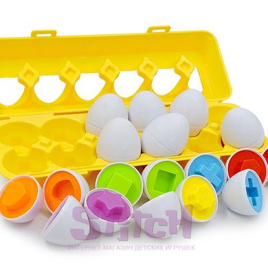 Развивающая игрушка монтессори сортер набор яиц Фигуры 12шт Разные цвета (JoRay-604) фото 7