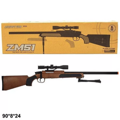 Детская игрушечная снайперская винтовка CYMA ZM51W с прицелом и лазером фото 1